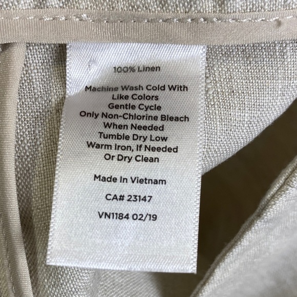 Size 4 Talbots 100% Linen Cream Wide-Leg Pants with Button Detail - Picture 5 of 11